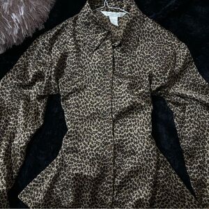 Leopard Print Button-Up Blouse